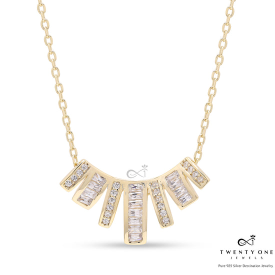 18k Gold Finish Ashley Pendant With Chain on Pure 925 Silver.