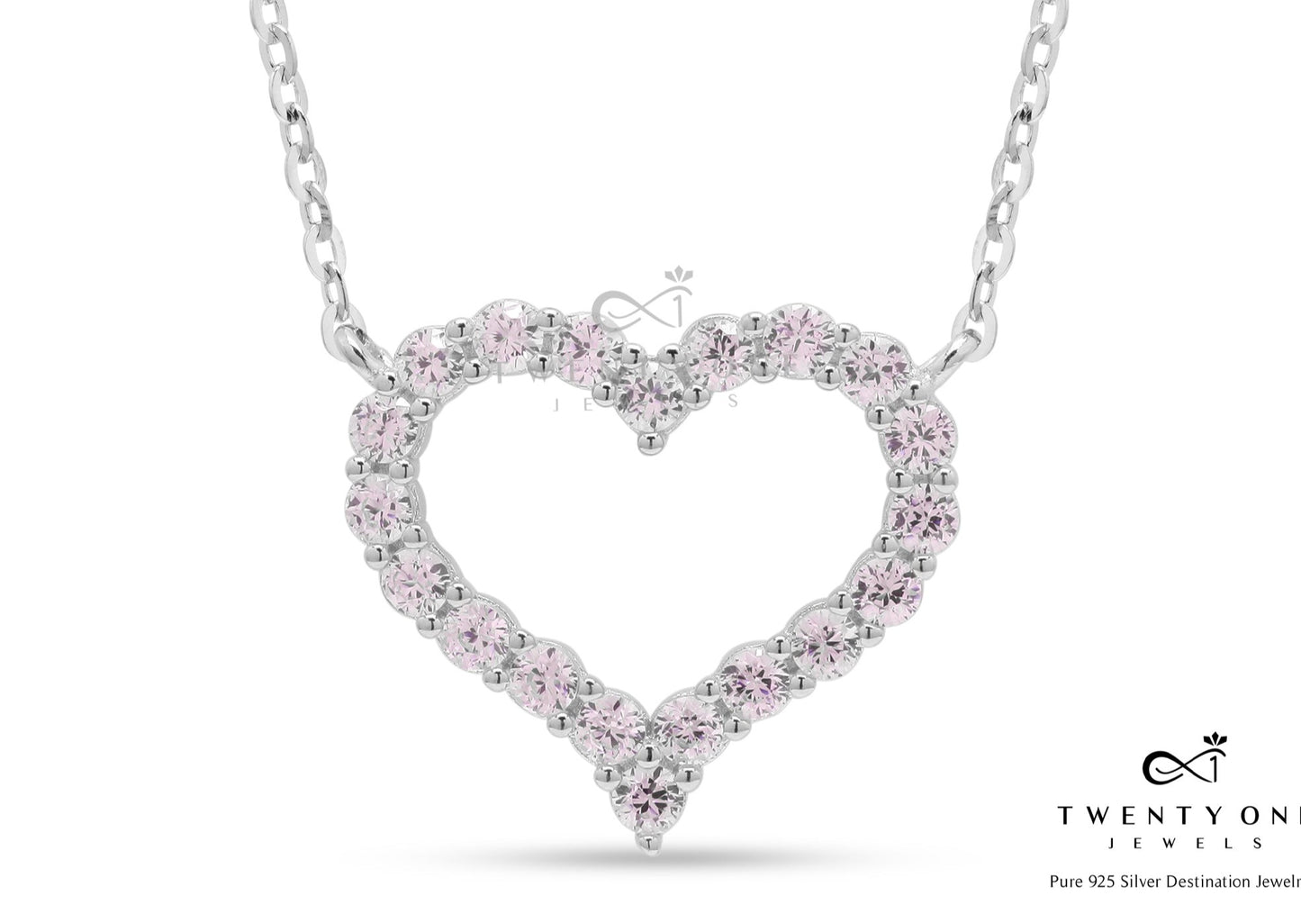 Diamond Studded White Gold Finish Alyssa Pendant on Pure 925 Silver
