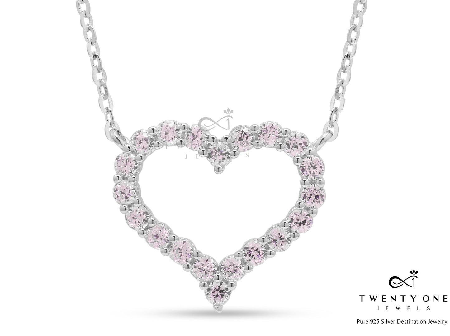 Diamond Studded White Gold Finish Alyssa Pendant on Pure 925 Silver