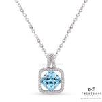 Blue Solitaire Cynthia Pendant With Chain On 925 Silver