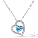 Blue Heart Oceanica Pendant With Chain On Pure 925 Silver