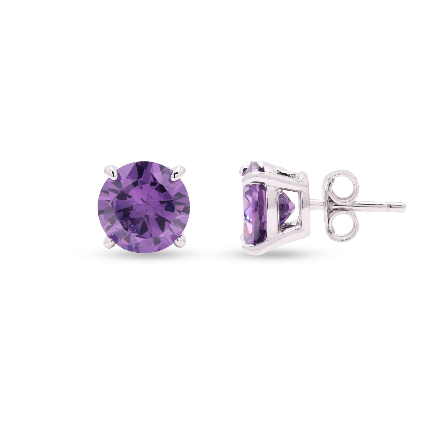 2 Carat Hydro Amethyst Solitaire Studs on Pure 925 Silver.