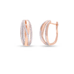 Rose Gold Diamond Studded Cinderella Hoops on Pure 925 Silver