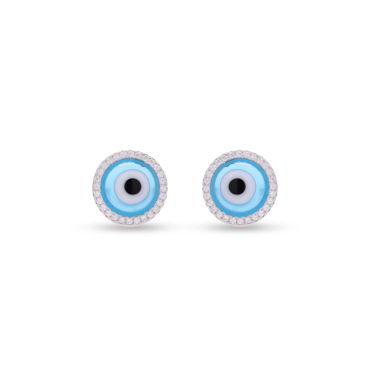 Evil Eye Melanie Diamond Studded Pure 925 Silver Studs