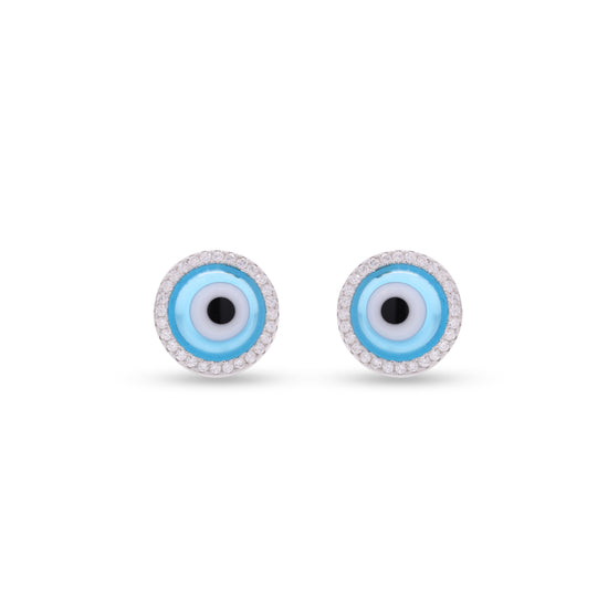 Evil Eye Melanie Diamond Studded Pure 925 Silver Studs
