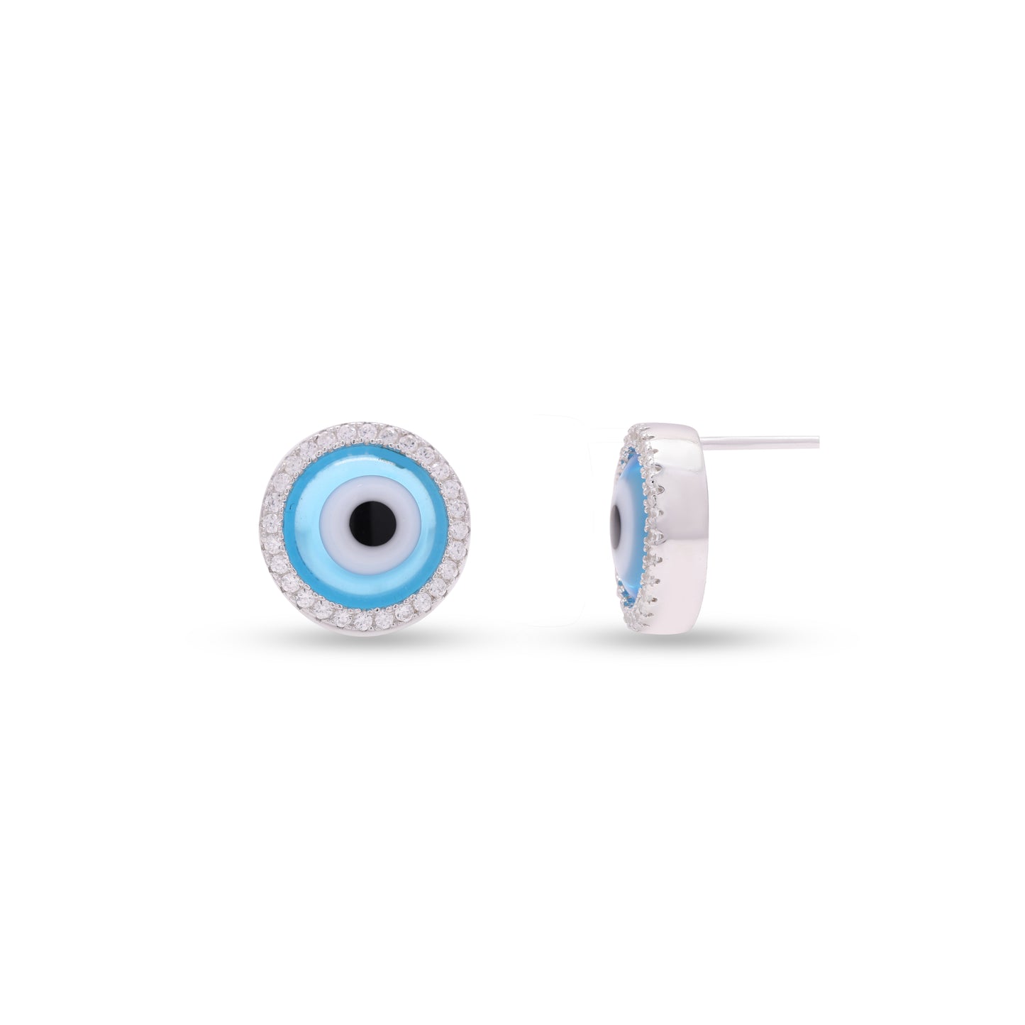 Evil Eye Melanie Diamond Studded Pure 925 Silver Studs