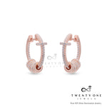 Luxury Brand Inspired Rose Gold Finish Vanessa Hoops on Pure 925 Silver