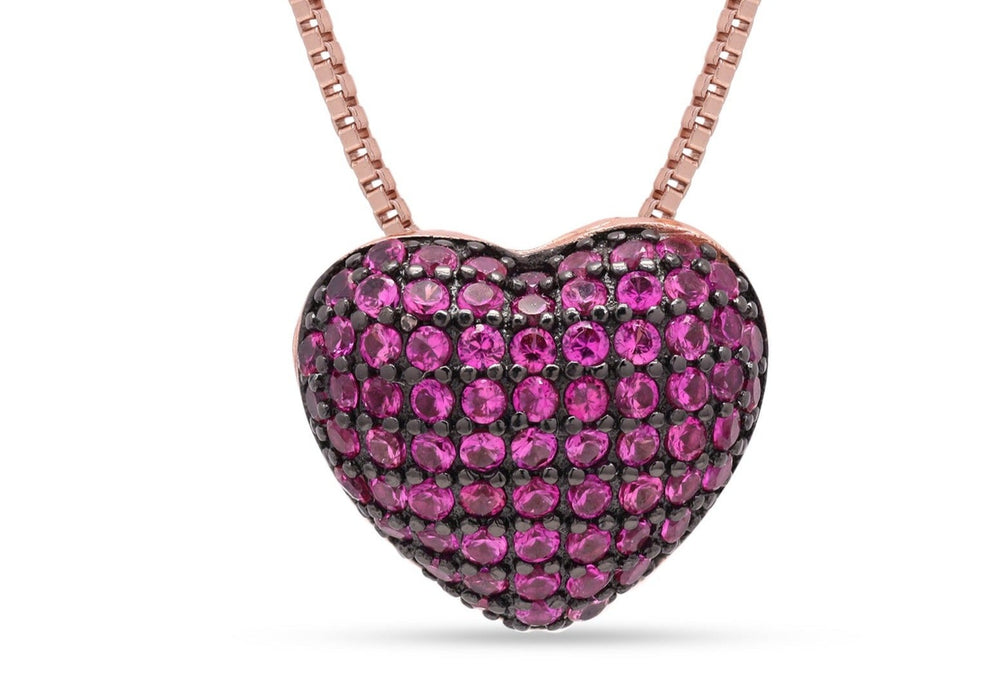 Pink Ruby Heart Pendant on Pure 925 Silver
