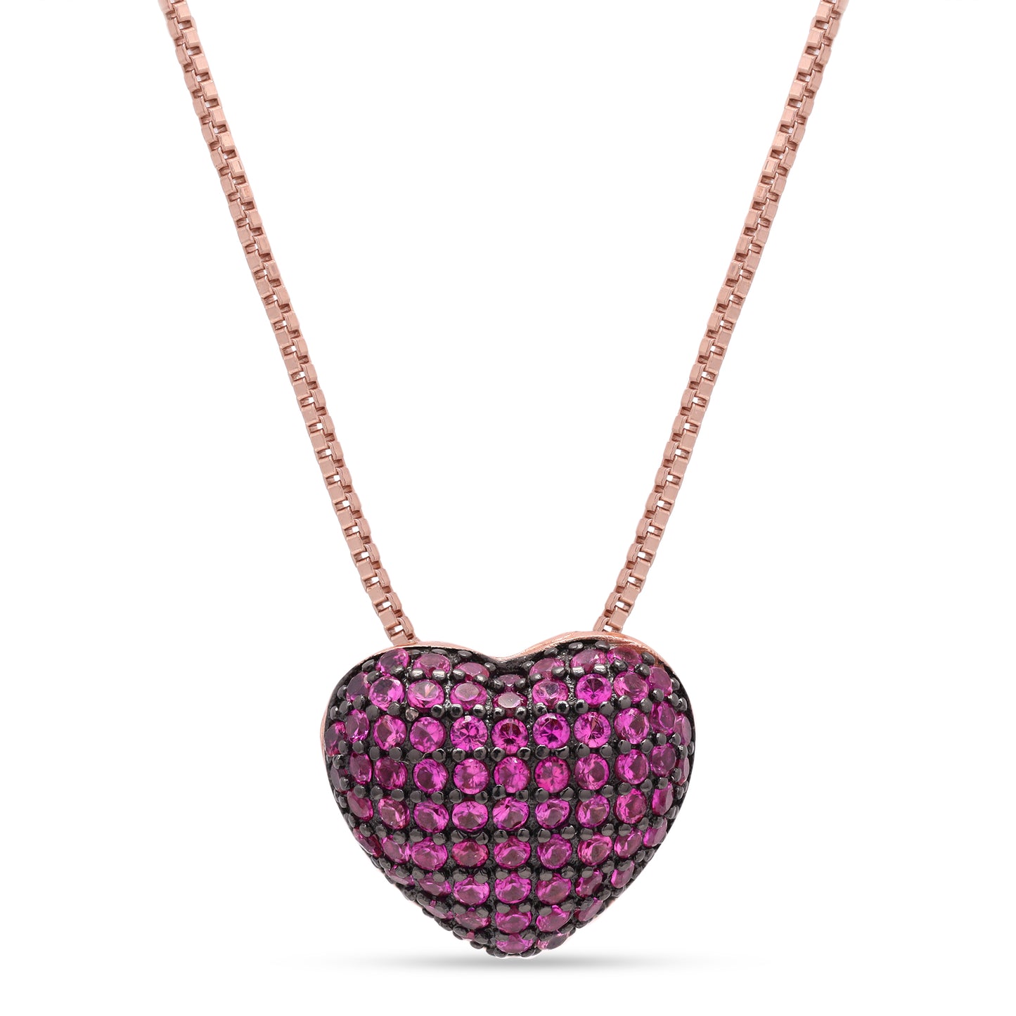 Pink Ruby Heart Pendant on Pure 925 Silver