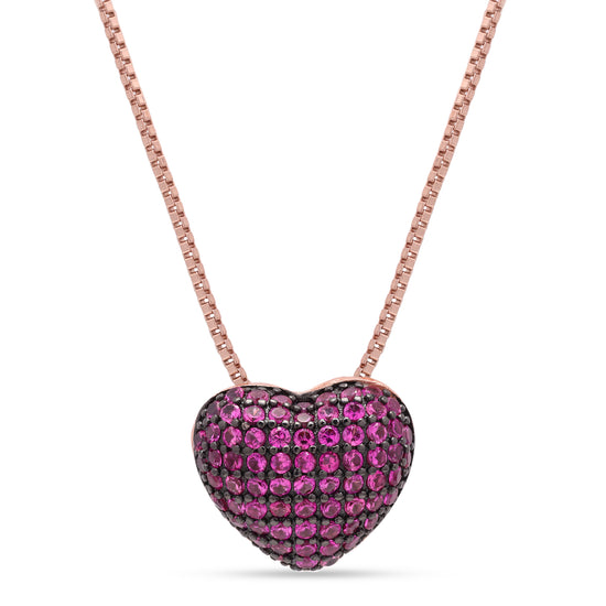 Pink Ruby Heart Pendant on Pure 925 Silver