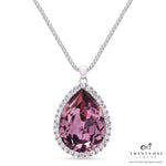 Ruby Lite and American Diamond Pendant with Chain on Pure 925 Silver
