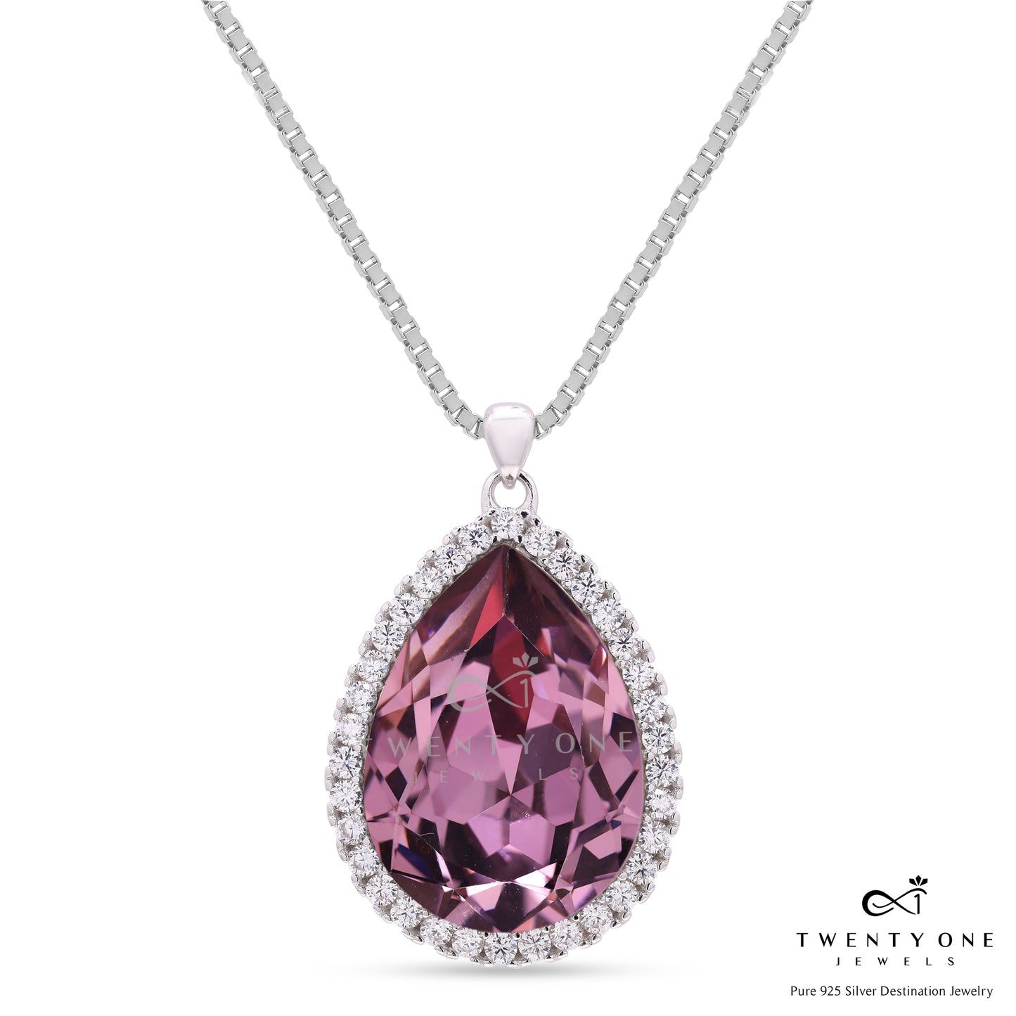 Premium Pink Tourmaline Hydro Pendant with chain on Pure 925 Silver.