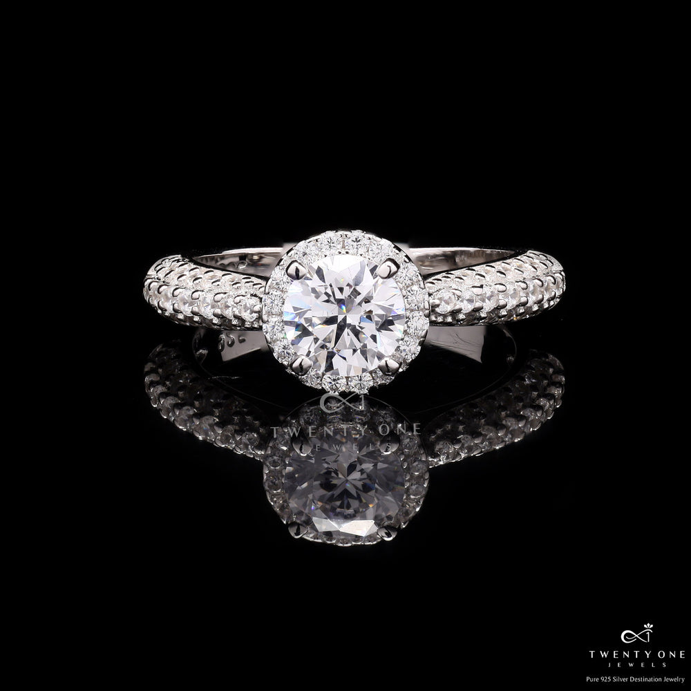 The Diamond with Solitaire Amanda Ring On 925 Silver