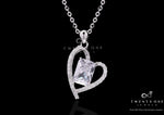 Janice Pure 925 Silver Heart Pendant with Emerald Cut Solitaire