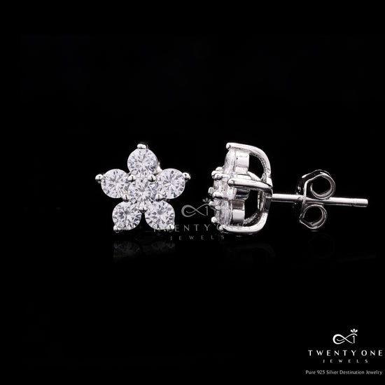 Elevated 6 Petal Gori Studs on Pure 925 Silver