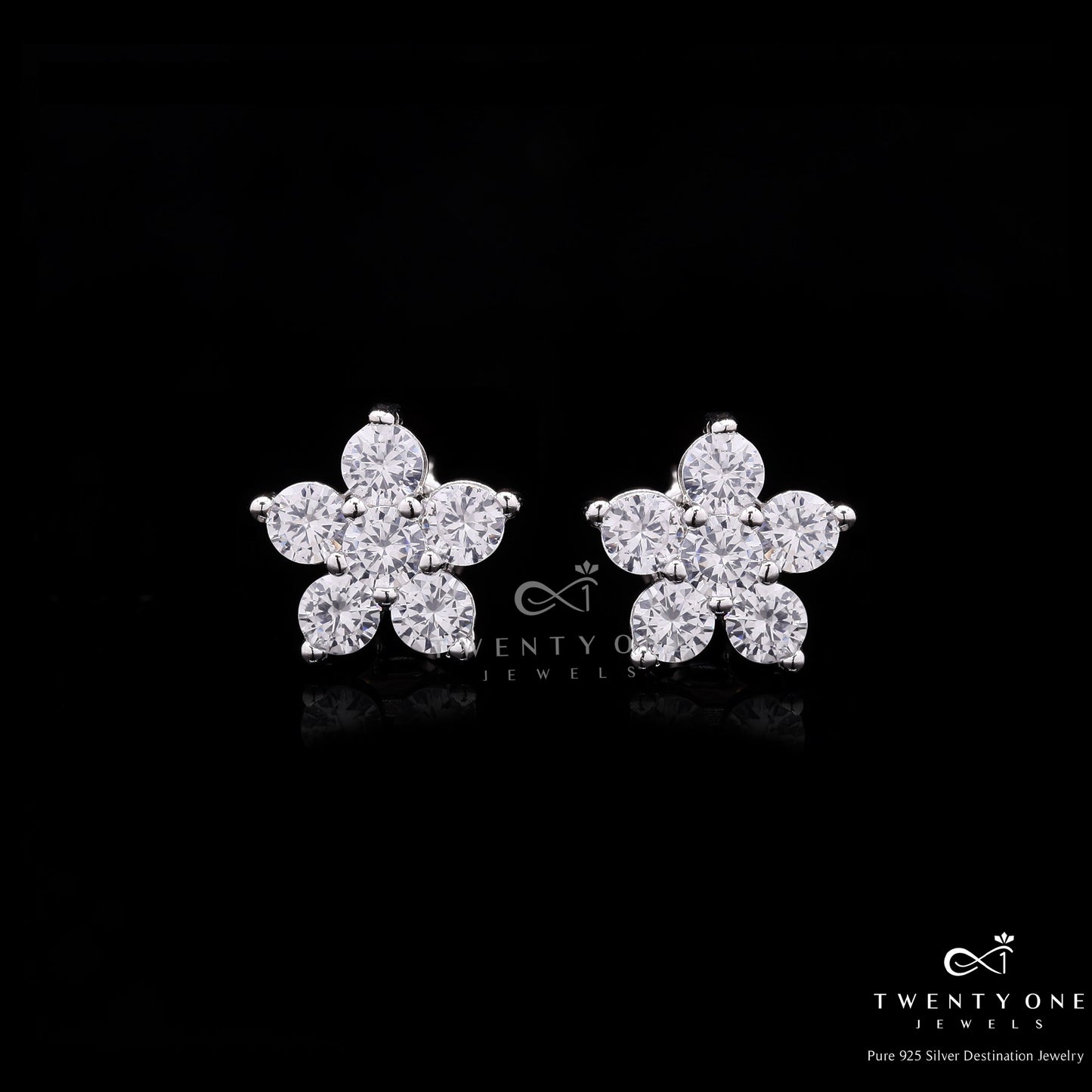 Elevated 6 Petal Gori Studs on Pure 925 Silver