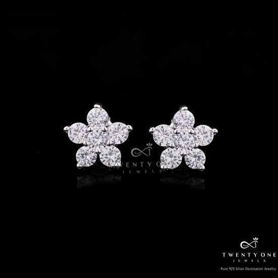 Elevated 6 Petal Gori Studs on Pure 925 Silver