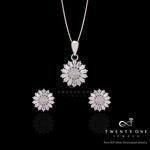 Pure 925 Silver Diamond Sunflower Pendant Set