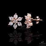Rose Gold 7 Solitaire Classic Floral Studs on pure 925 Silver