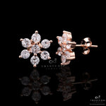 Rose Gold 7 Solitaire Classic Floral Studs on Pure 925 Silver