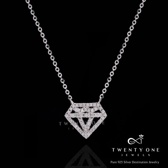 American Diamond Studded Super Man Pendant with Chain on Pure 925 Silver