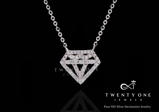 American Diamond Studded Super Man Pendant with Chain on Pure 925 Silver