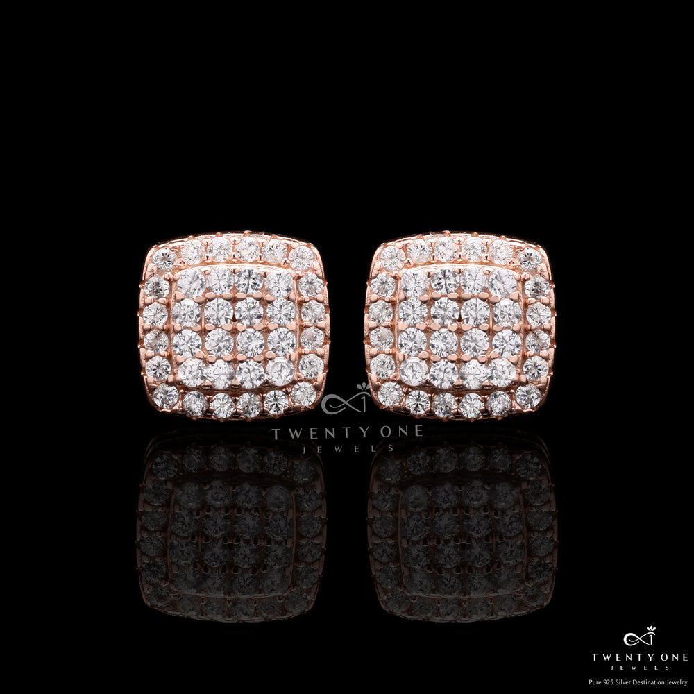 Rose gold Elitsa Diamond Studs With Screw Backs on 925 Silver.