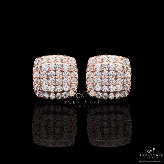 Rose gold Elitsa Diamond Studs With Screw Backs on 925 Silver.