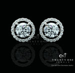 1.3 Carat Each Classic Halo Studs with Premium Screw Backs