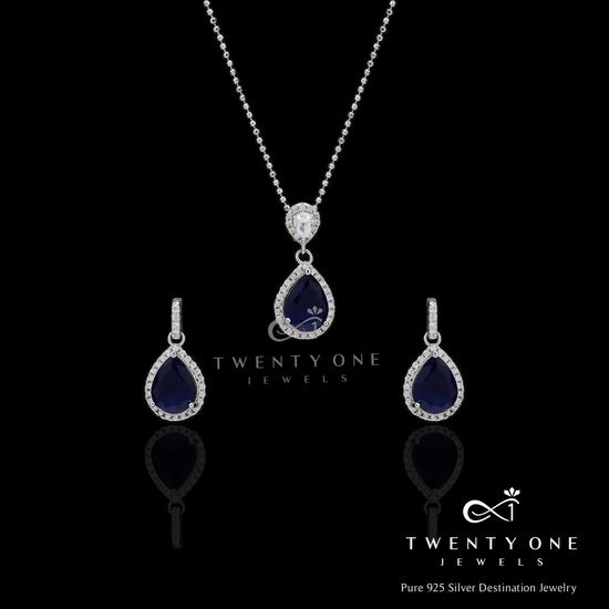 Blue Sapphire Filipino Pendant Set On 925 Silver