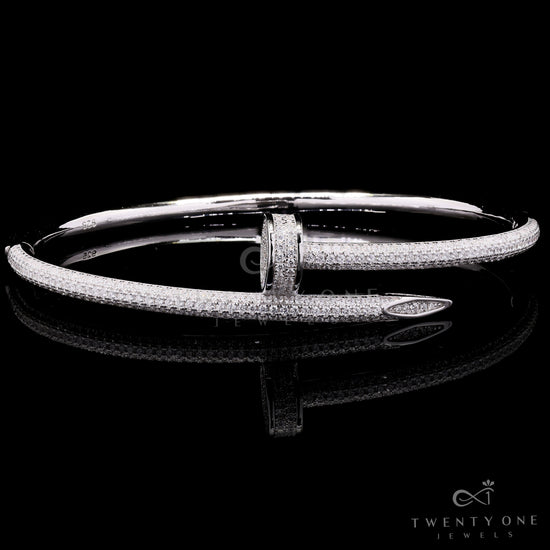 Luxury Brand Inspired Pure 925 Silver Openable Crysta Nail Americal Diamond Bracelet