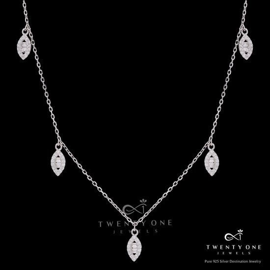 Mary Charms Leaf Necklace on Pure 925 Silver