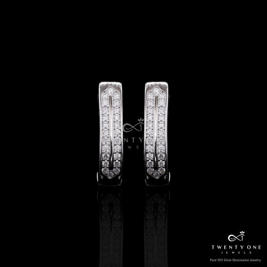 Premium Danny Huggie Hoops with American Diamonds on Pure 925 Silver