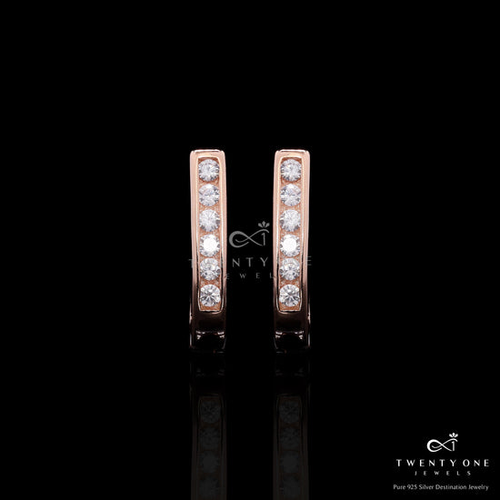 Premium Rose Gold Marie Huggie Hoops on Pure 925 Silver