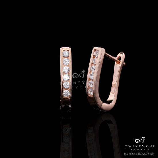 Premium Rose Gold Marie Huggie Hoops on Pure 925 Silver