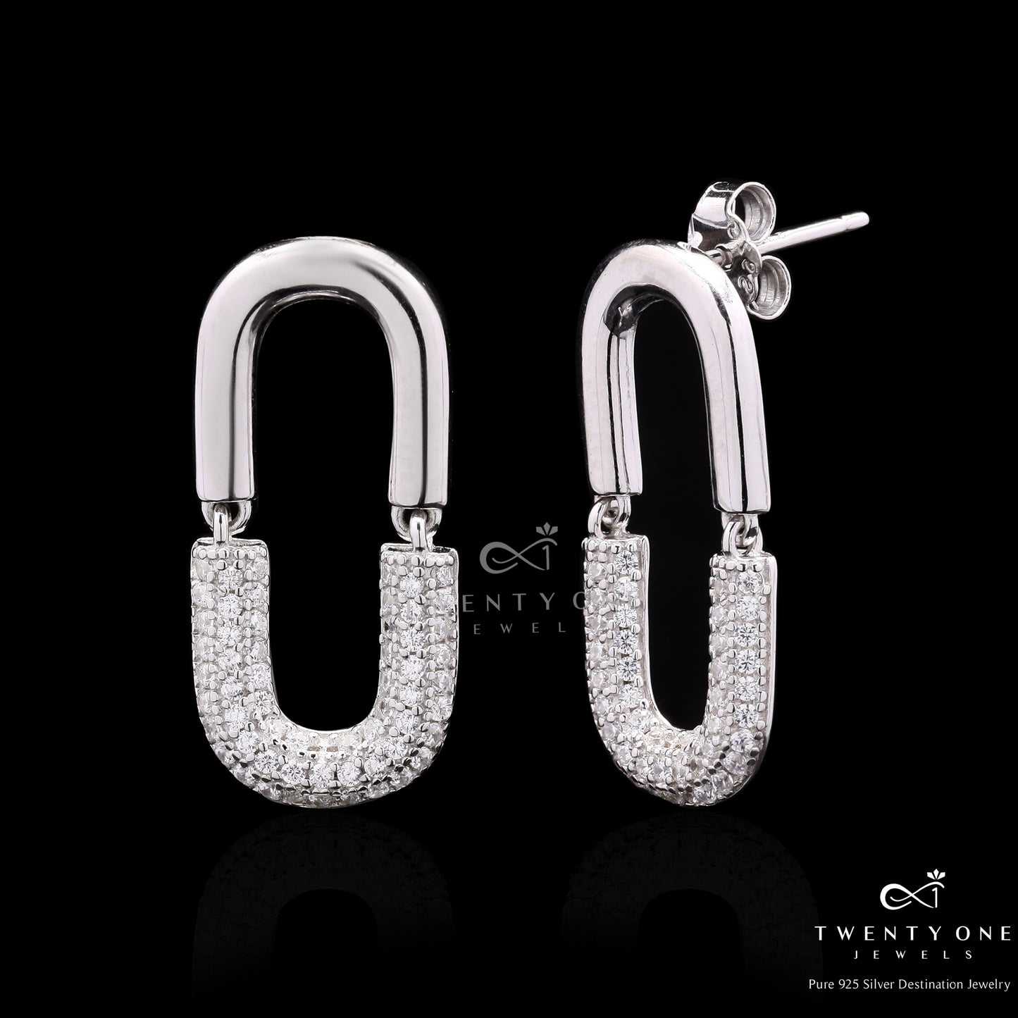 American Diamond Clement Earrings on Pure 925 Silver