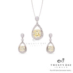 Pure 925 Silver Yellow Diamond Selzar Pendant Set