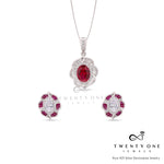Pure 925 Silver Oval Diamond Margaret Pendant Set