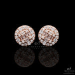 Rose Gold Femine  Studs with Diamond Baguette on 925 Silver.