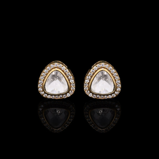Victorian Gold Finish Trillion Polki Mens Cuff Link Pair Success