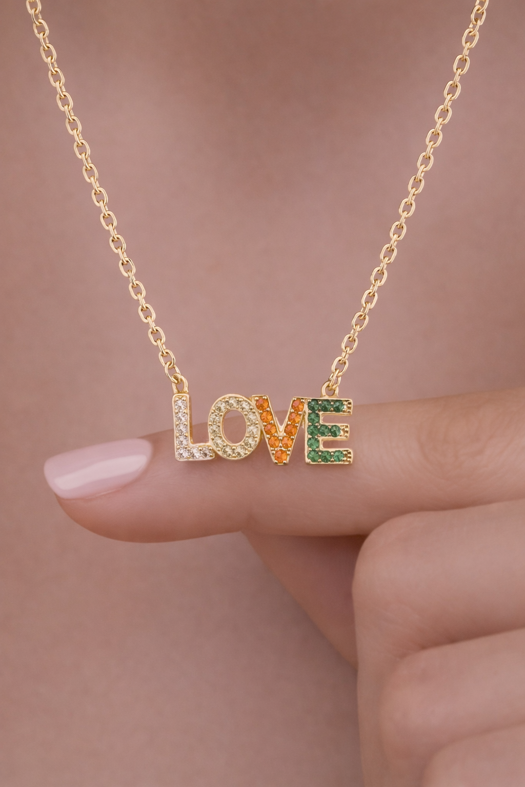 Gold Finish LOVE Pendant on Pure 925 Silver