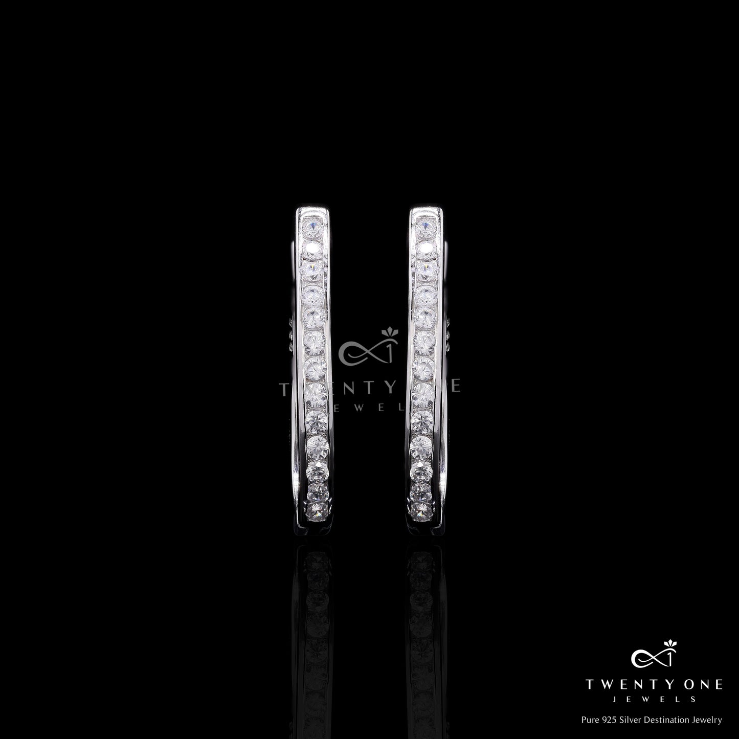 Premium Classic Oval American Diamond Tabita Hoops on Pure 925 Silver
