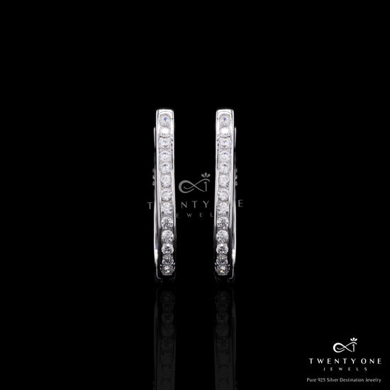 Premium Classic Oval American Diamond Tabita Hoops on Pure 925 Silver
