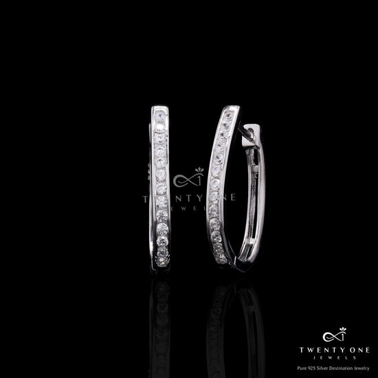 Premium Classic Oval American Diamond Tabita Hoops on Pure 925 Silver