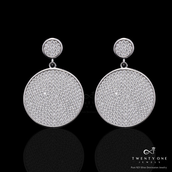 Premium Pave Setting Classic Round Party Earrings on Pure 925 Silver