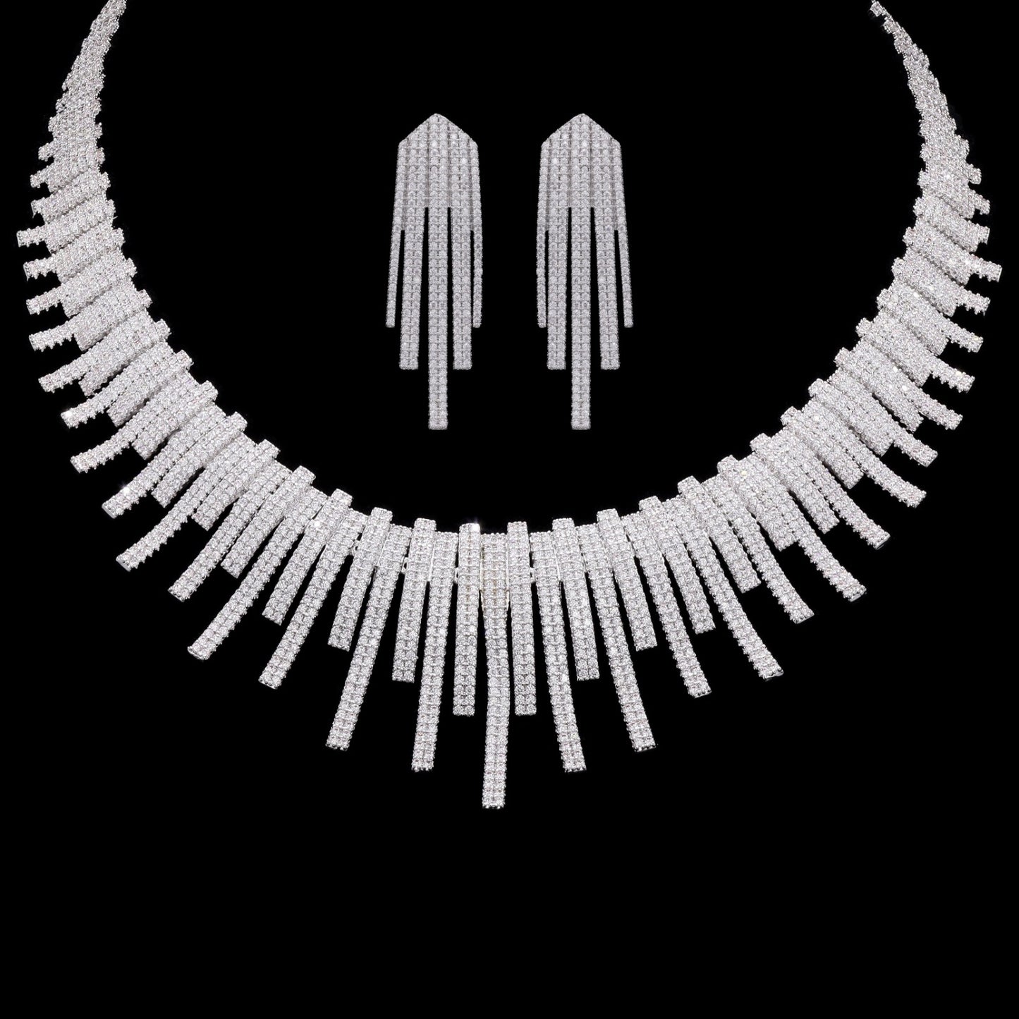 Premium Italian Micro Setting Delna Bridal Necklace Set with Earrings