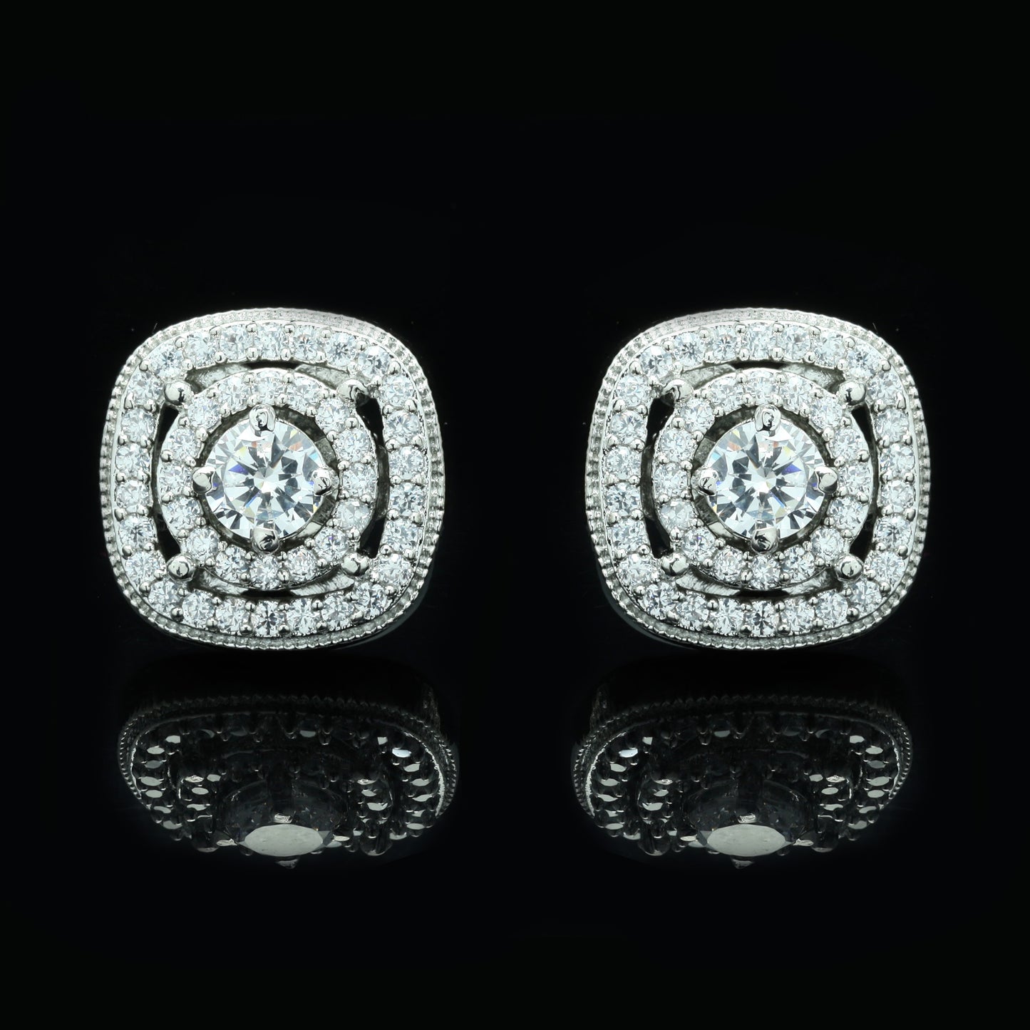 TOJ Everyday - Sombre Clustre Zirconia Stud Earrings with Removable Outer Jacket
