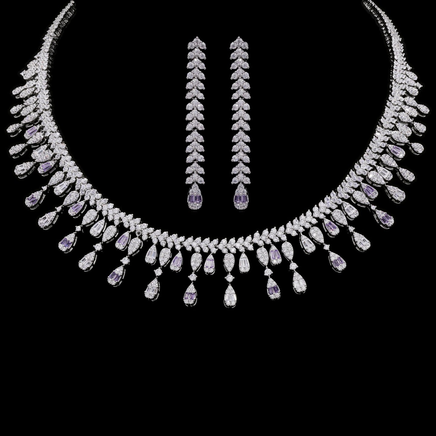 TOJ Everyday - Premium Drop Octa Setting Nora Necklace Set with Amethyst Detailing