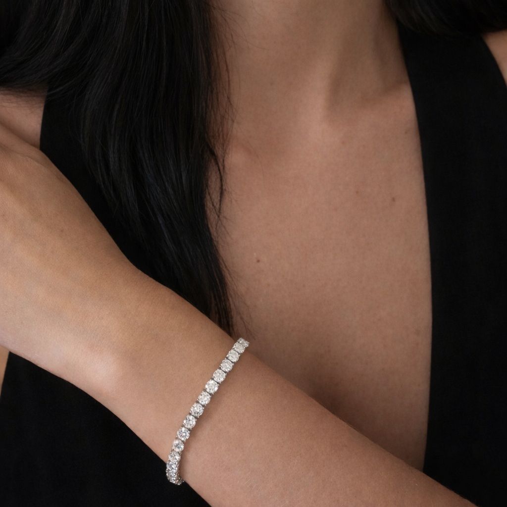 TOJ Everyday - 25 Pointer American Diamond Solitaire Classic Anti Tarnish Tennis Bracelet