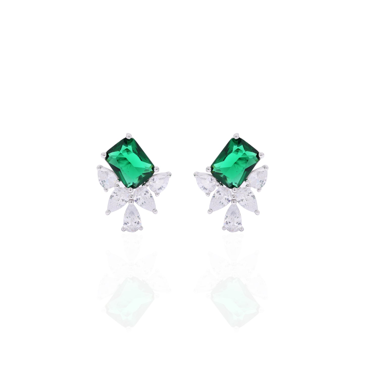 Ultra Premium Hydro Emerald Drop Solitaire Crystal Earrings on Pure 925 Silver